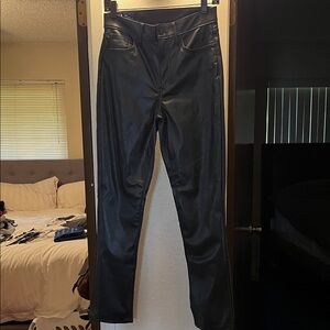 GAP Black Straight Leg Leather Pants